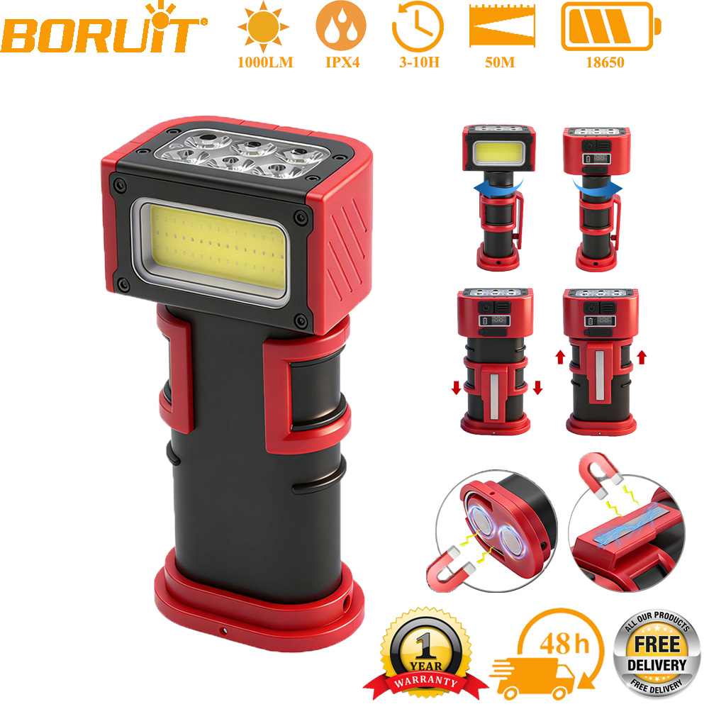 Outdoor Camping Adventure Lamp - BORUiT COB LED Lampa Robocza 1000LM,