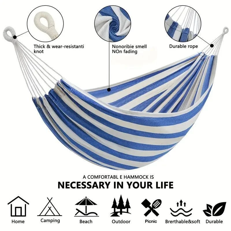 Camping Hammock - Hamak płócienny bez drewnianych pałąków, hamak