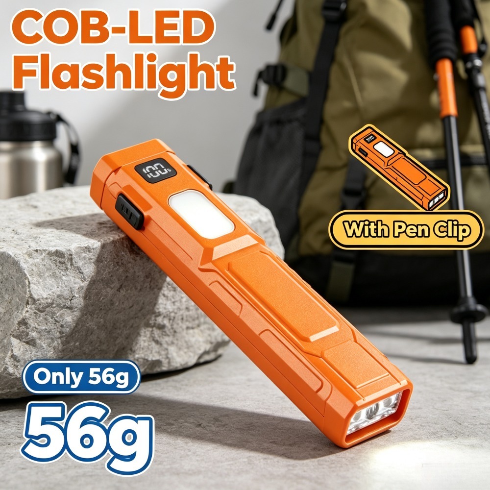 Outdoor Camping Glamping - Latarka LED COB EDC z klipsem