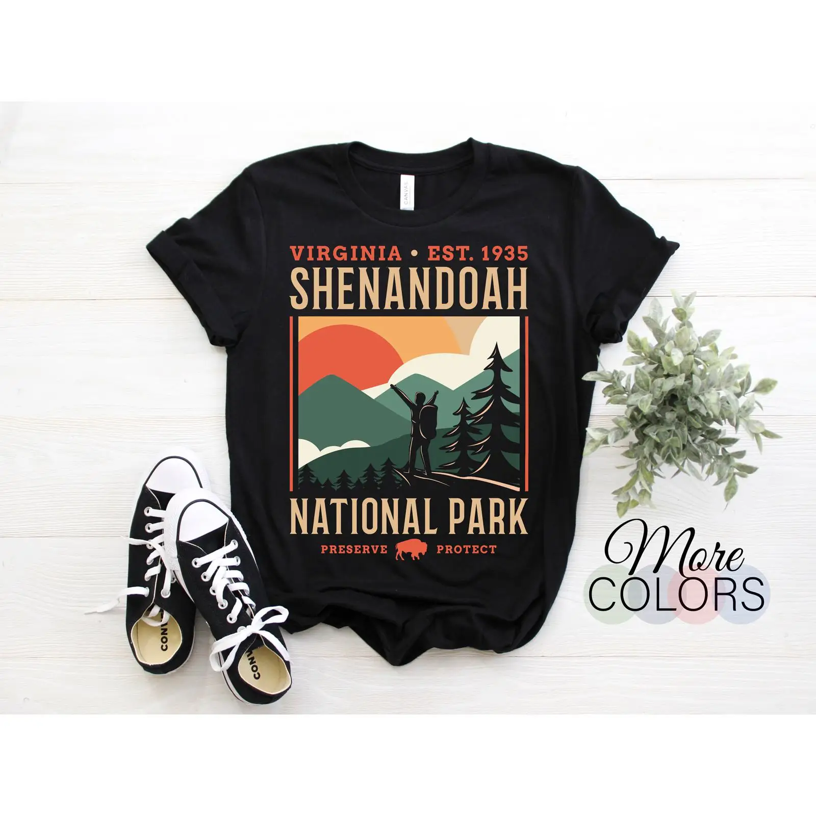 Outdoor Camping Virginia - Koszulka z motywem Parku Narodowego Shenandoah,